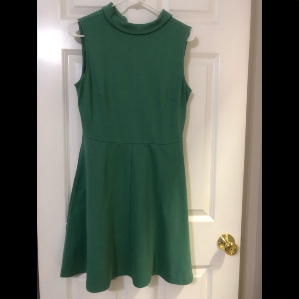 High neck cotton dress with pockets